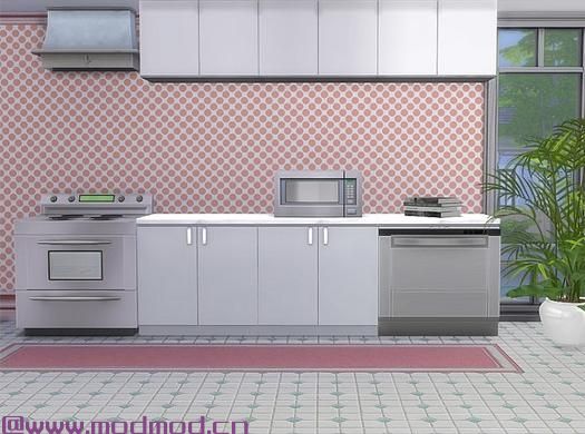 模拟人生4MOD Pink Polka Dots Walls_marcorse 墙纸