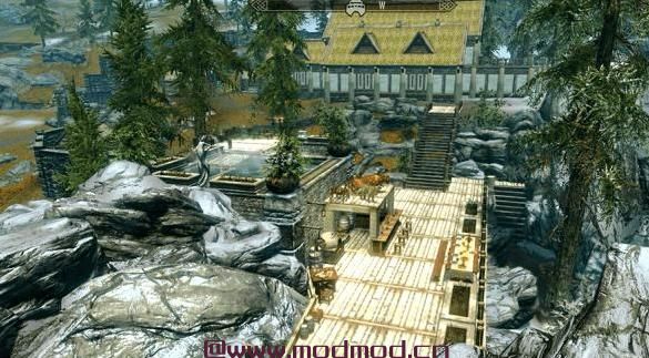 上古卷轴5：天际MOD 炉火DLC的赫雅晨大厅室外扩建~有城墙、门房、农地区、炼金花圃、锻造区、浴