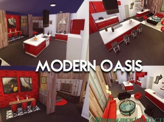 模拟人生4MOD Modern Oasis - NO CC! 房子