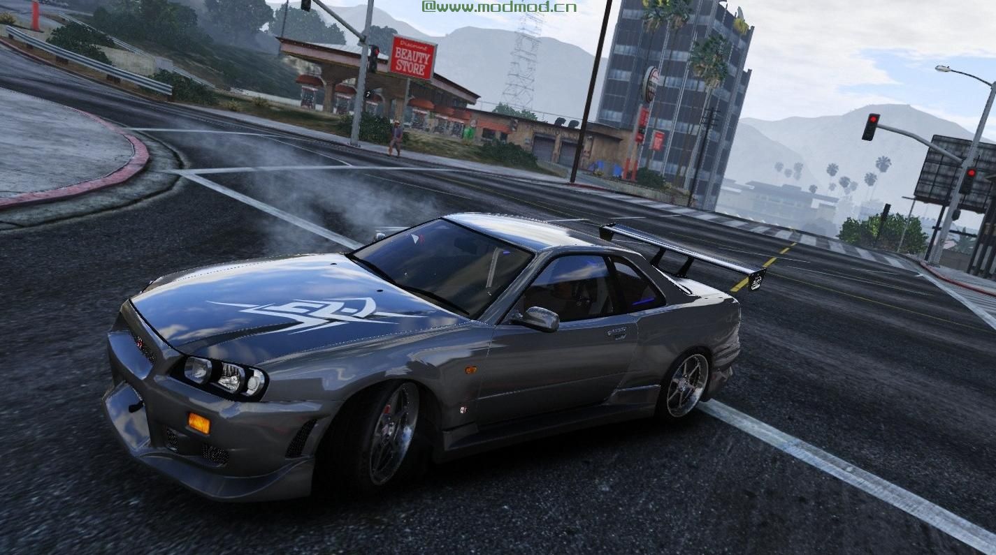 侠盗猎车手5「GTA5」Mod: 逼真的1100马力Skyline R34 GT-R处理