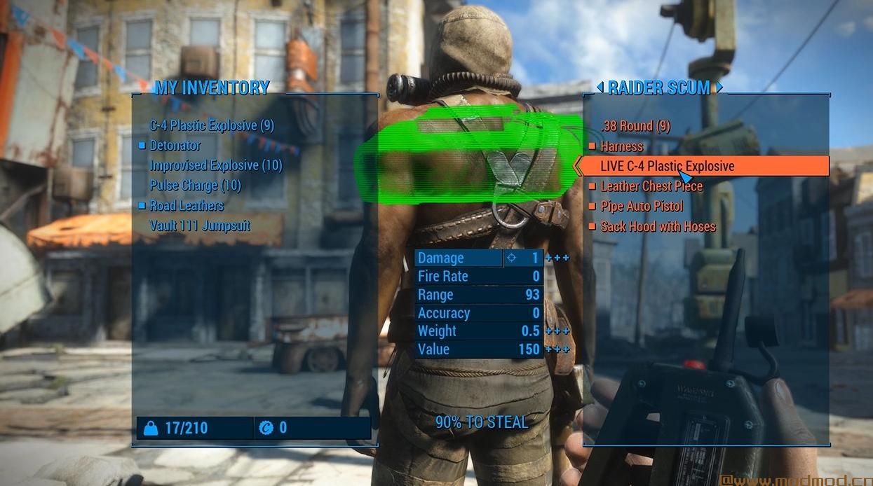 远程炸药 - 带雷管的C4等