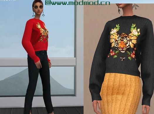 模拟人生4MOD ChloeM-Printed Sweater 印花毛衣