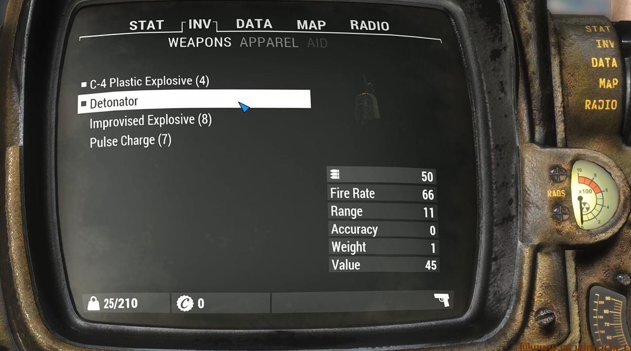 远程炸药 - 带雷管的C4等