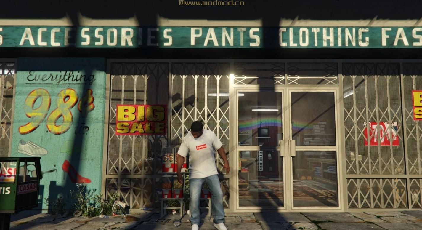 侠盗猎车手5「GTA5」Mod: 富兰克林的Supreme Box Logo T恤