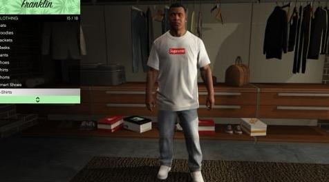 侠盗猎车手5「GTA5」Mod: 富兰克林的Supreme Box Logo T恤