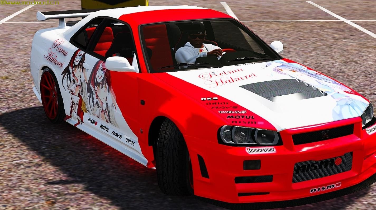 侠盗猎车手5「GTA5」Mod: 日产天际线GT-R R34 Itasha Livery