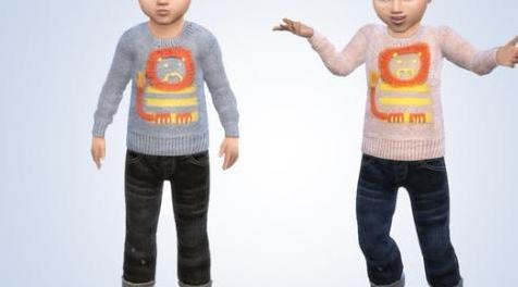 模拟人生4MOD Mr. Roar Jeans and Sweater Set 儿童服装