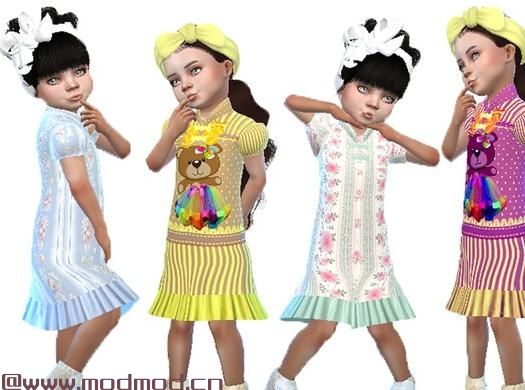 模拟人生4MOD Long frill sleepwear for toddlers 幼儿长款睡衣