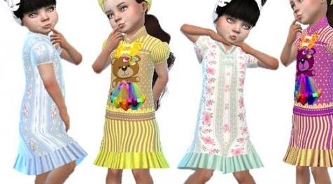 模拟人生4MOD Long frill sleepwear for toddlers 幼儿长款睡衣