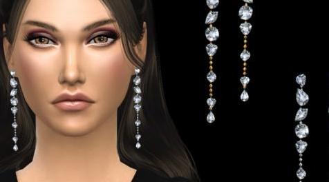 模拟人生4MOD NataliS_Dazzling gems drop earrings 耳环