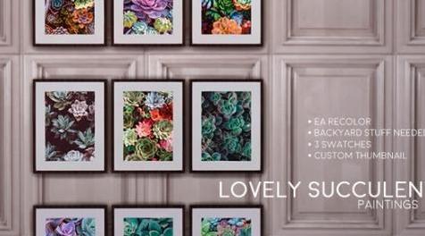 模拟人生4MOD Lovely Succulents paintings 植物画