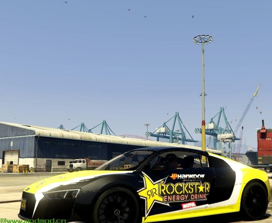 侠盗猎车手5「GTA5」Mod: 奥迪R8  -  Darius Rockstar Energy Livery