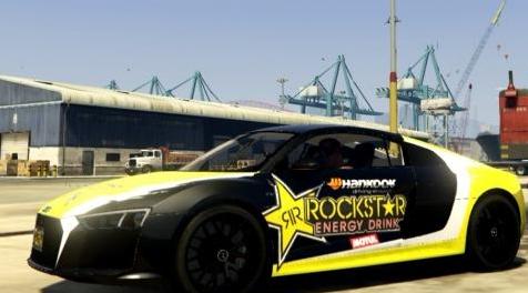 侠盗猎车手5「GTA5」Mod: 奥迪R8  -  Darius Rockstar Energy Livery