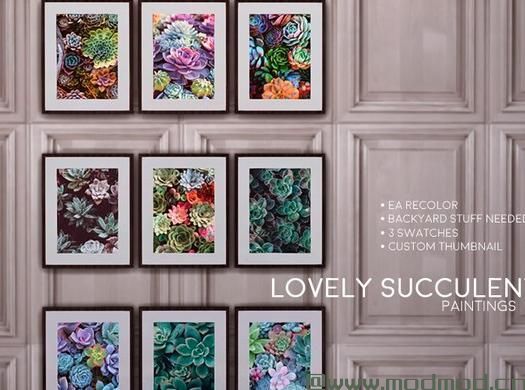 模拟人生4MOD Lovely Succulents paintings 植物画