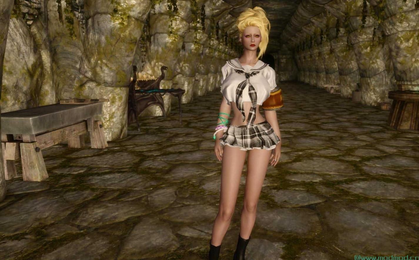上古卷轴5：天际MOD BnS School Uniform Set (v2.1) No pants version update 服装