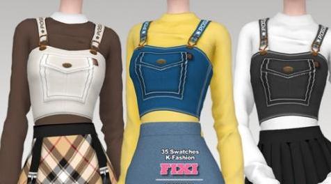 模拟人生4MOD FIXI - Suspenders - overall Top 上衣