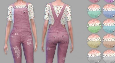 模拟人生4MOD Summer Dungarees Mila 1 工装裤