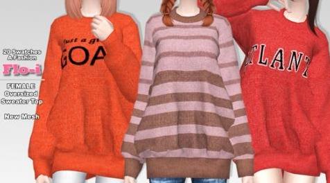 模拟人生4MOD FLOI - Oversized Sweater Top 上衣