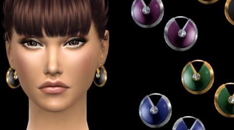 模拟人生4MOD NataliS_Gemstone locket earrings 耳环