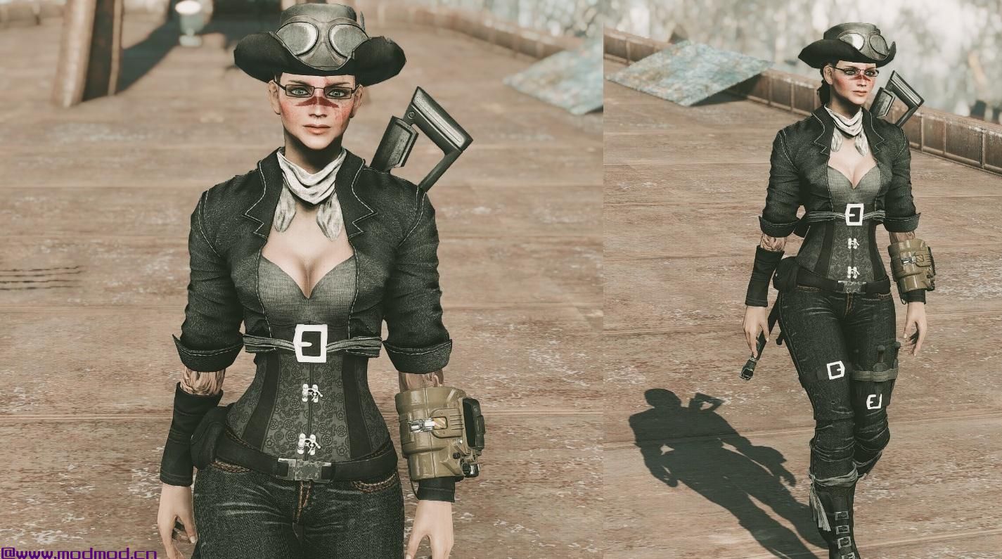 辐射4MOD Steampunk Gunslinger Outfit  -  Vanilla  -  CBBE