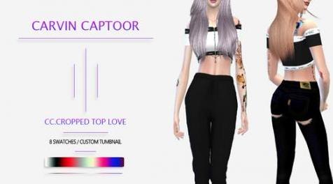 模拟人生4MOD CC.Cropped top love 上衣