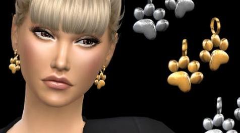 模拟人生4MOD NataliS_Cat paw earrings 耳环