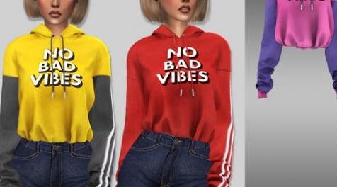 模拟人生4MOD Belaloallure_No bad vibes hoodie 连帽衫