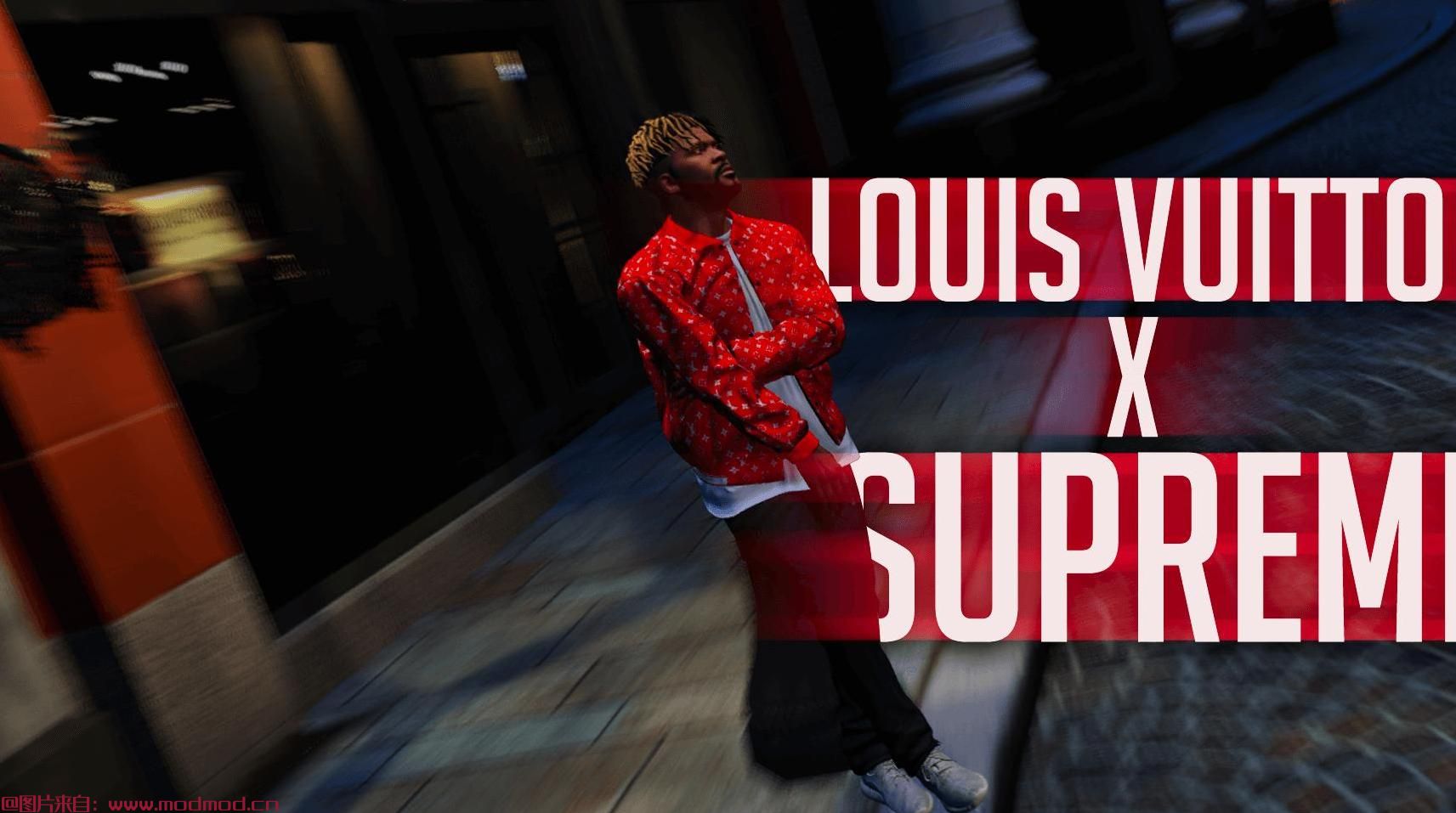 Supreme x Louis Vuitton红色/白色Monogram夹克