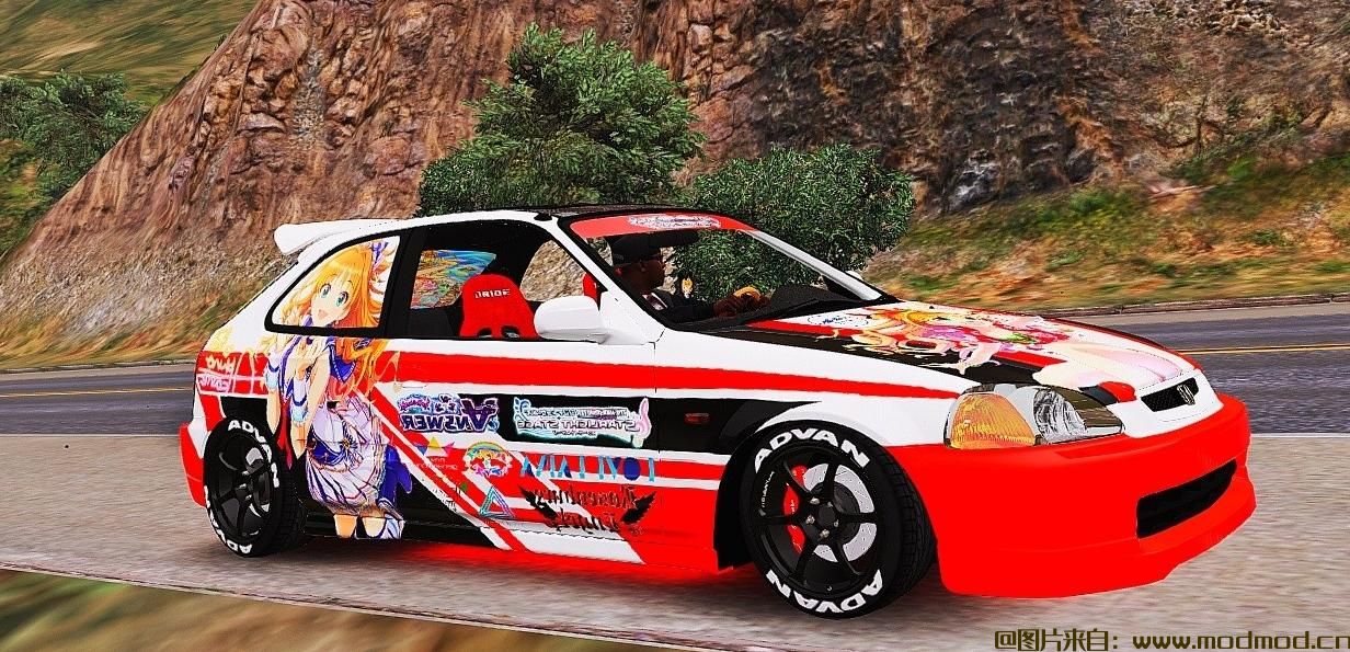 侠盗猎车手5「GTA5」Mod: 本田思域EK9 Kanjo版Itasha Livery