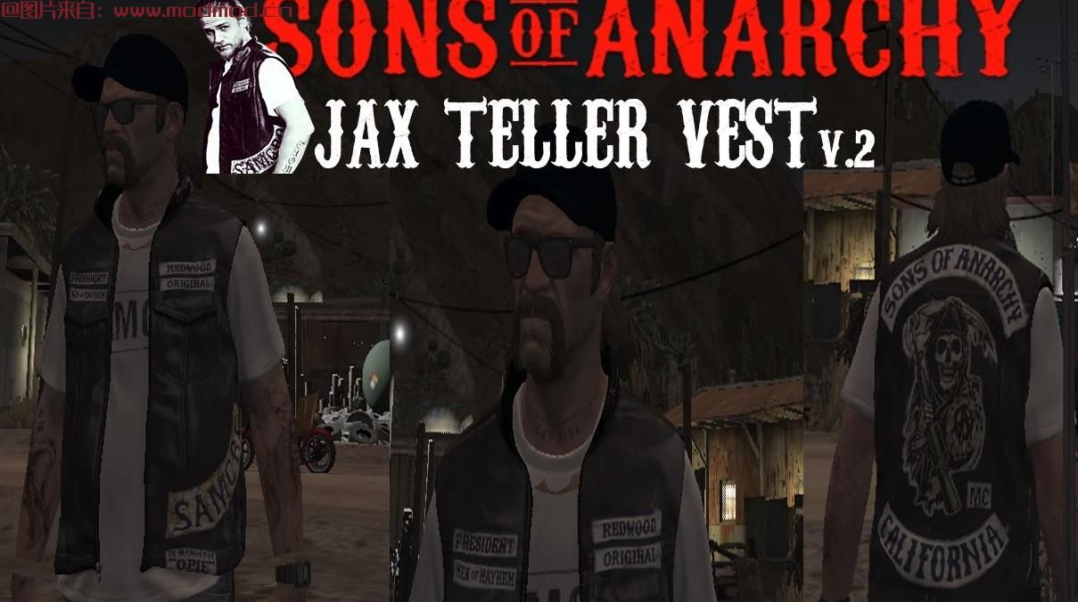 侠盗猎车手5「GTA5」Mod: SoA“Jax”Lil Joes皮革背心和Samcro T恤