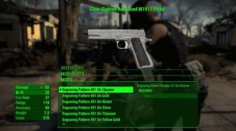 辐射4MOD DOOMBASED 1911雕刻附加组件