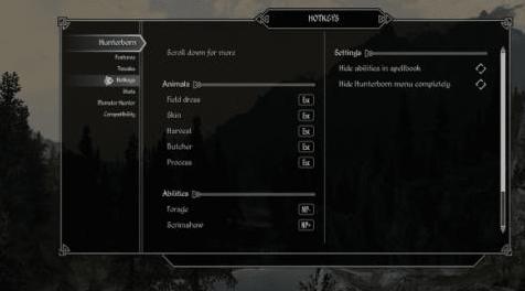上古卷轴5：天际MOD 天生猎人Hunterborn v1.5：真实的狩猎及尸体处理