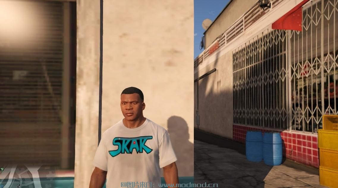 GTA5 MOD：富兰克林的白色T恤