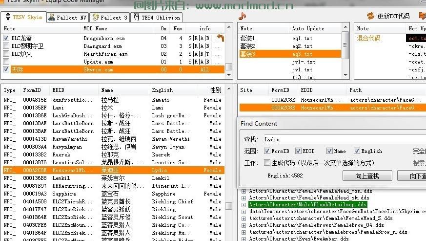 上古卷轴5：天际MOD 【工具】上古辐射 装备代码、模型、贴图等 搜索工具 ECM_2.1