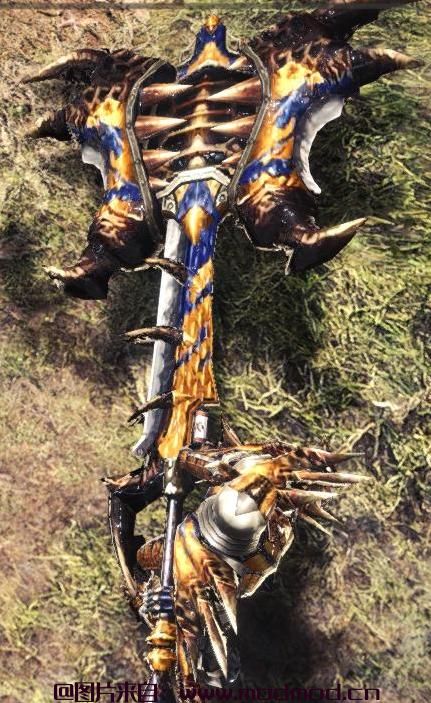 怪物猎人：世界MOD MHGU / XX的Tigrex Divide Charge Blade（武器皮肤）