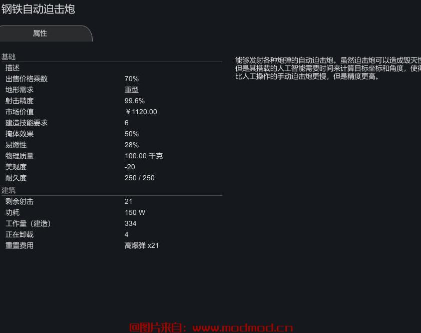 [Mod汉化][防卫]Auto-Mortars-自动迫击炮