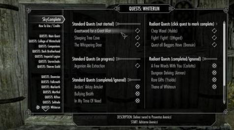 上古卷轴5：天际MOD SkyComplete最新汉化版(蒹葭名词) - 自动获取未接任务,未探索地点,未读书籍,未知附魔,妈妈再也不担心我