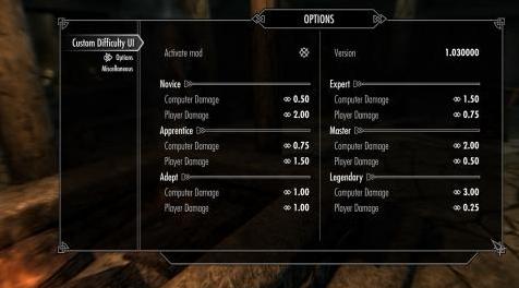 上古卷轴5：重置版MOD 自定义难度UI