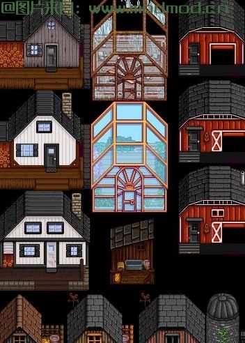 Recolored Buildings - 较小的筒仓 - Alt砖屋 - 彩虹色