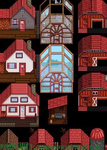 Recolored Buildings - 较小的筒仓 - Alt砖屋 - 彩虹色