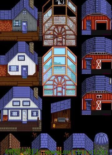 Recolored Buildings - 较小的筒仓 - Alt砖屋 - 彩虹色