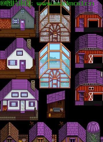 Recolored Buildings - 较小的筒仓 - Alt砖屋 - 彩虹色