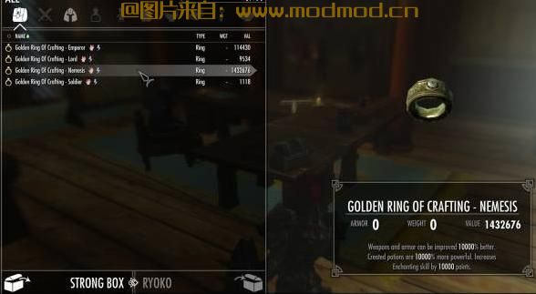 上古卷轴5：重置版MOD 制作金色戒指