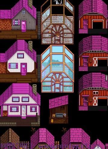 Recolored Buildings - 较小的筒仓 - Alt砖屋 - 彩虹色