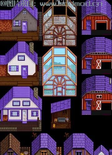 Recolored Buildings - 较小的筒仓 - Alt砖屋 - 彩虹色