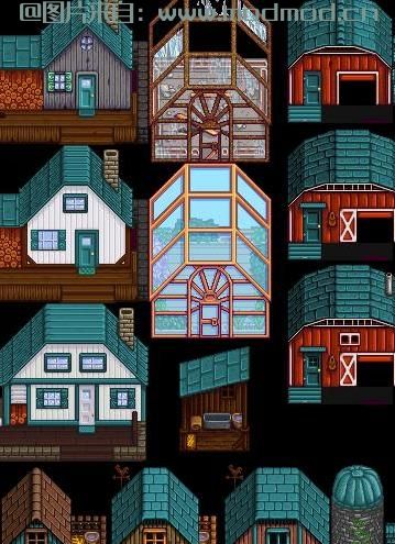 Recolored Buildings - 较小的筒仓 - Alt砖屋 - 彩虹色