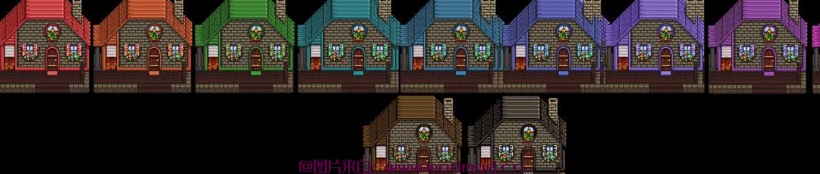 Recolored Buildings - 较小的筒仓 - Alt砖屋 - 彩虹色