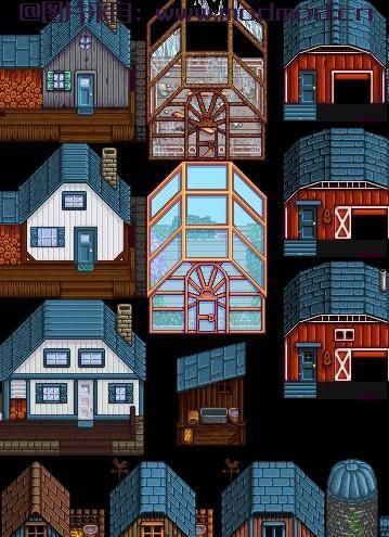 Recolored Buildings - 较小的筒仓 - Alt砖屋 - 彩虹色