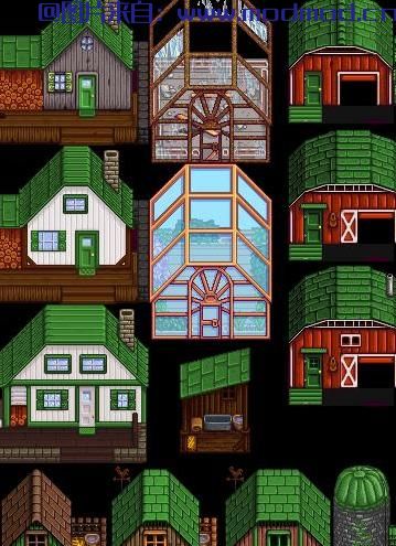 星露谷物语MOD Recolored Buildings - 较小的筒仓 - Alt砖屋 - 彩虹色