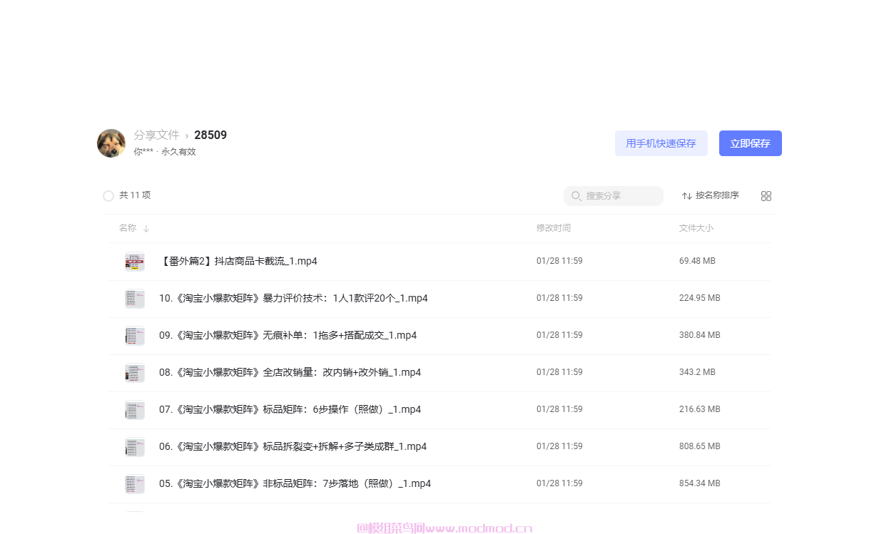 淘宝、天猫运营从入门到精通教程《淘宝天猫爆款矩阵高阶操作》完整版视频网盘免费下载